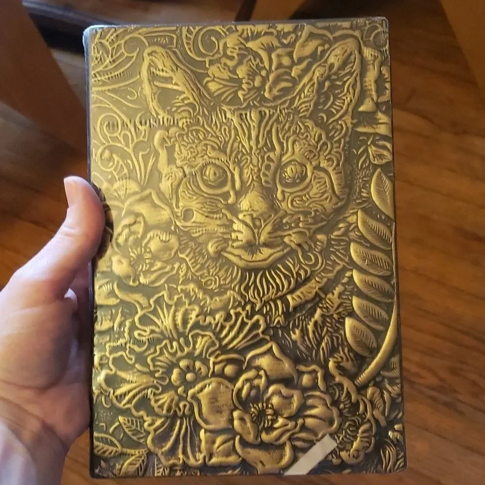 Embossed bronze cat journal, cat planner, notebook